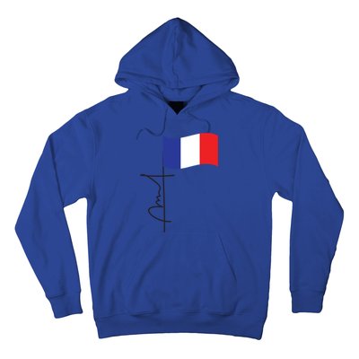 France Signature Flag Pole Elegant Patriotic French Flag Meaningful Gift Hoodie