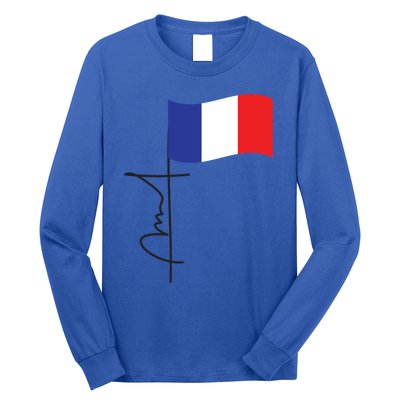 France Signature Flag Pole Elegant Patriotic French Flag Meaningful Gift Long Sleeve Shirt