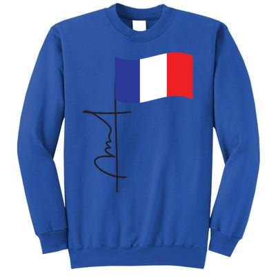 France Signature Flag Pole Elegant Patriotic French Flag Meaningful Gift Sweatshirt