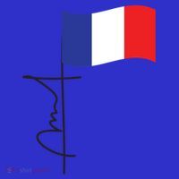 France Signature Flag Pole Elegant Patriotic French Flag Meaningful Gift Tall T-Shirt