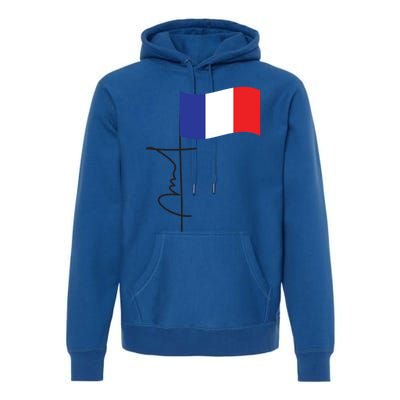 France Signature Flag Pole Elegant Patriotic French Flag Meaningful Gift Premium Hoodie