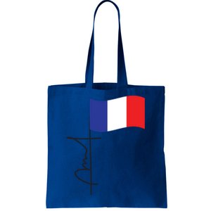 France Signature Flag Pole Elegant Patriotic French Flag Meaningful Gift Tote Bag