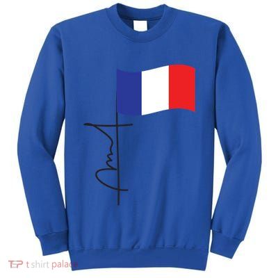 France Signature Flag Pole Elegant Patriotic French Flag Meaningful Gift Tall Sweatshirt