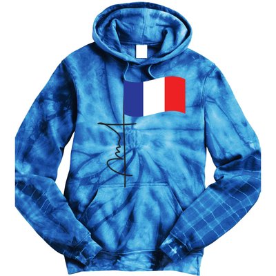 France Signature Flag Pole Elegant Patriotic French Flag Meaningful Gift Tie Dye Hoodie