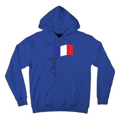 France Signature Flag Pole Elegant Patriotic French Flag Meaningful Gift Tall Hoodie