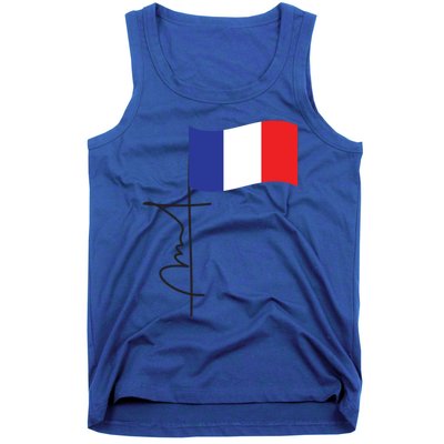 France Signature Flag Pole Elegant Patriotic French Flag Meaningful Gift Tank Top