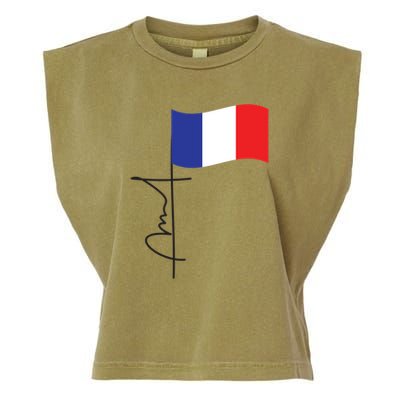 France Signature Flag Pole Elegant Patriotic French Flag Meaningful Gift Garment-Dyed Women's Muscle Tee