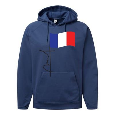 France Signature Flag Pole Elegant Patriotic French Flag Meaningful Gift Performance Fleece Hoodie