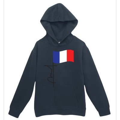 France Signature Flag Pole Elegant Patriotic French Flag Meaningful Gift Urban Pullover Hoodie