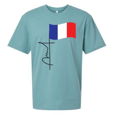 France Signature Flag Pole Elegant Patriotic French Flag Meaningful Gift Sueded Cloud Jersey T-Shirt