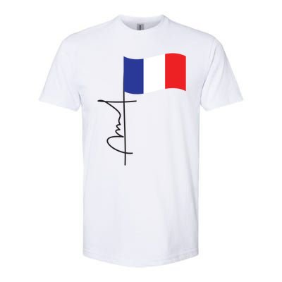 France Signature Flag Pole Elegant Patriotic French Flag Meaningful Gift Softstyle CVC T-Shirt