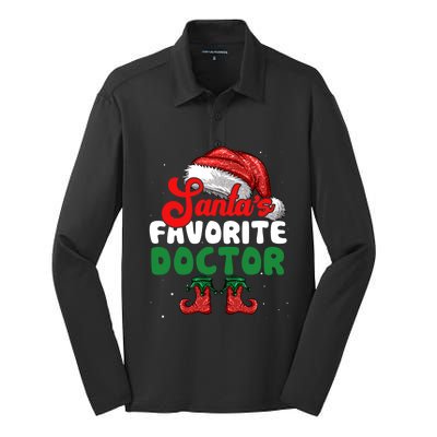 Funny SantaS Favorite Doctor Christmas Funny Gift Silk Touch Performance Long Sleeve Polo