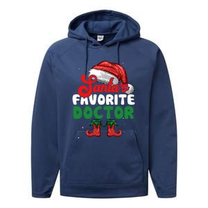 Funny SantaS Favorite Doctor Christmas Funny Gift Performance Fleece Hoodie