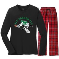 Fly Saquon F.L.Y E.A.G.L.E.S Barkley The Reverse Hurdle 2024 Women's Long Sleeve Flannel Pajama Set 