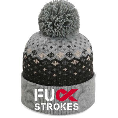 Fuck Strokes Fu Survivor Stroke Awareness Month Red Ribbon Great Gift The Baniff Cuffed Pom Beanie