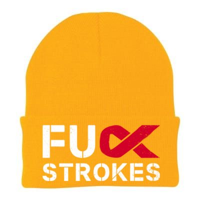 Fuck Strokes Fu Survivor Stroke Awareness Month Red Ribbon Great Gift Knit Cap Winter Beanie