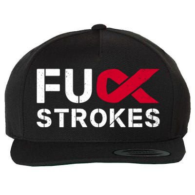 Fuck Strokes Fu Survivor Stroke Awareness Month Red Ribbon Great Gift Wool Snapback Cap