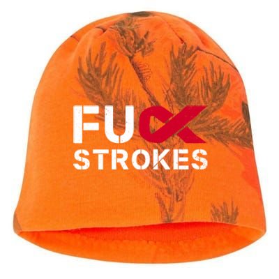 Fuck Strokes Fu Survivor Stroke Awareness Month Red Ribbon Great Gift Kati - Camo Knit Beanie