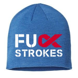 Fuck Strokes Fu Survivor Stroke Awareness Month Red Ribbon Great Gift Sustainable Beanie