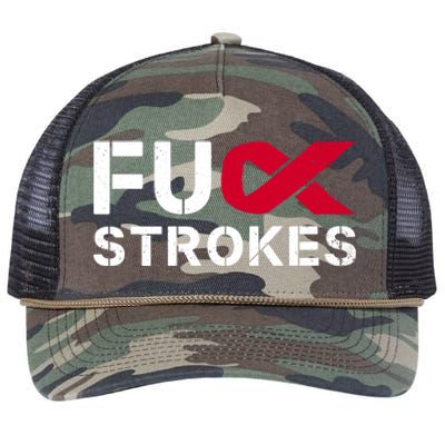 Fuck Strokes Fu Survivor Stroke Awareness Month Red Ribbon Great Gift Retro Rope Trucker Hat Cap