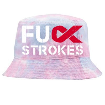 Fuck Strokes Fu Survivor Stroke Awareness Month Red Ribbon Great Gift Tie-Dyed Bucket Hat