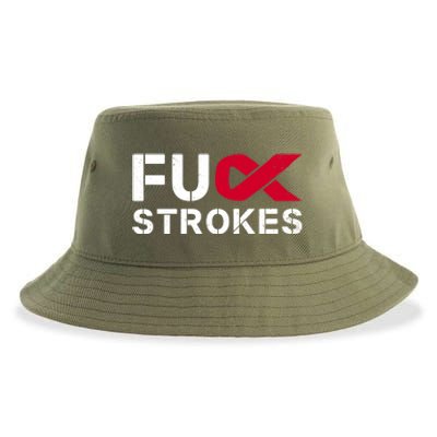 Fuck Strokes Fu Survivor Stroke Awareness Month Red Ribbon Great Gift Sustainable Bucket Hat