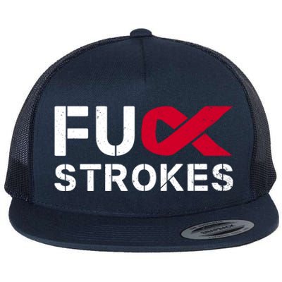 Fuck Strokes Fu Survivor Stroke Awareness Month Red Ribbon Great Gift Flat Bill Trucker Hat