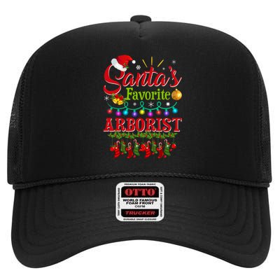 Funny SantaS Favorite Arborist Christmas Santa Hat Light High Crown Mesh Back Trucker Hat