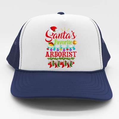 Funny SantaS Favorite Arborist Christmas Santa Hat Light Trucker Hat