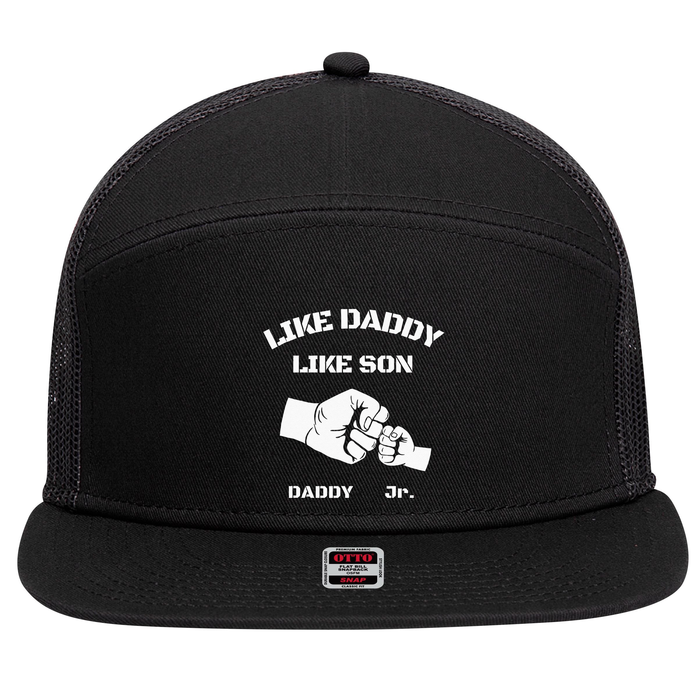 Father Son Fist Bump Matching Fathers Day Daddy Dad & Son 7 Panel Mesh Trucker Snapback Hat