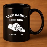 Father Son Fist Bump Matching Fathers Day Daddy Dad & Son 11oz C Handle Ceramic Mug