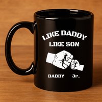 Father Son Fist Bump Matching Fathers Day Daddy Dad & Son 11oz C Handle Ceramic Mug
