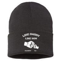 Father Son Fist Bump Matching Fathers Day Daddy Dad & Son Sustainable Knit Beanie