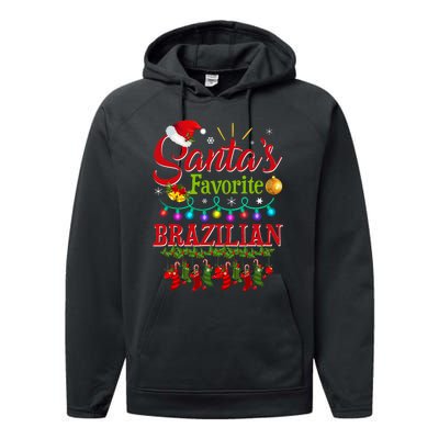 Funny SantaS Favorite Brazilian Christmas Santa Hat Light Performance Fleece Hoodie