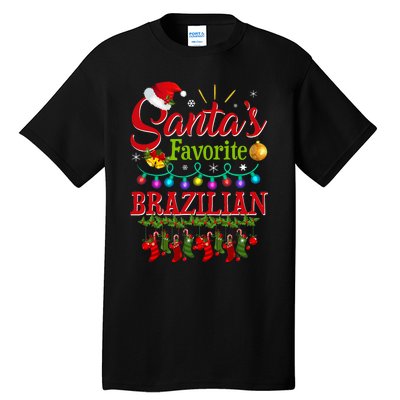 Funny SantaS Favorite Brazilian Christmas Santa Hat Light Tall T-Shirt