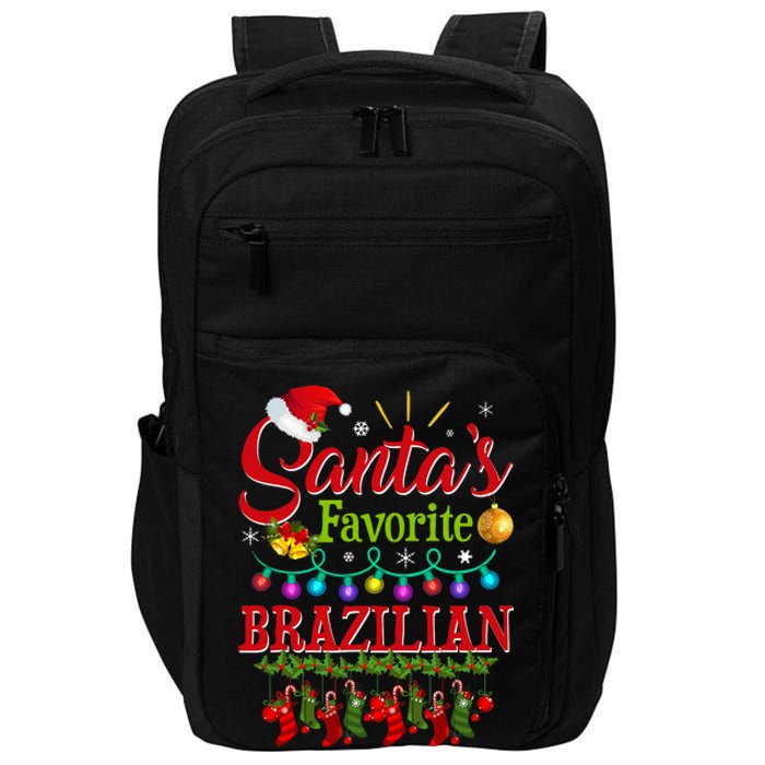 Funny SantaS Favorite Brazilian Christmas Santa Hat Light Impact Tech Backpack