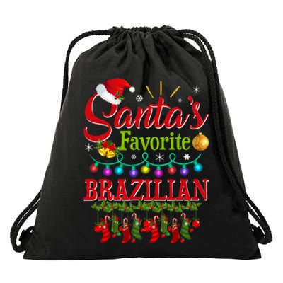 Funny SantaS Favorite Brazilian Christmas Santa Hat Light Drawstring Bag