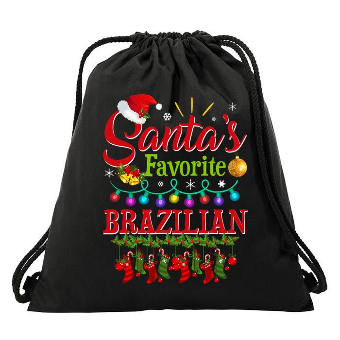 Funny SantaS Favorite Brazilian Christmas Santa Hat Light Drawstring Bag