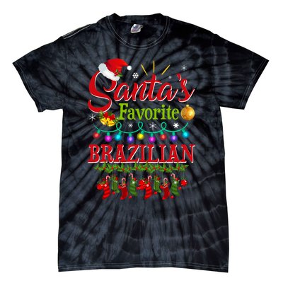 Funny SantaS Favorite Brazilian Christmas Santa Hat Light Tie-Dye T-Shirt