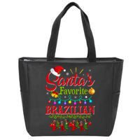 Funny SantaS Favorite Brazilian Christmas Santa Hat Light Zip Tote Bag