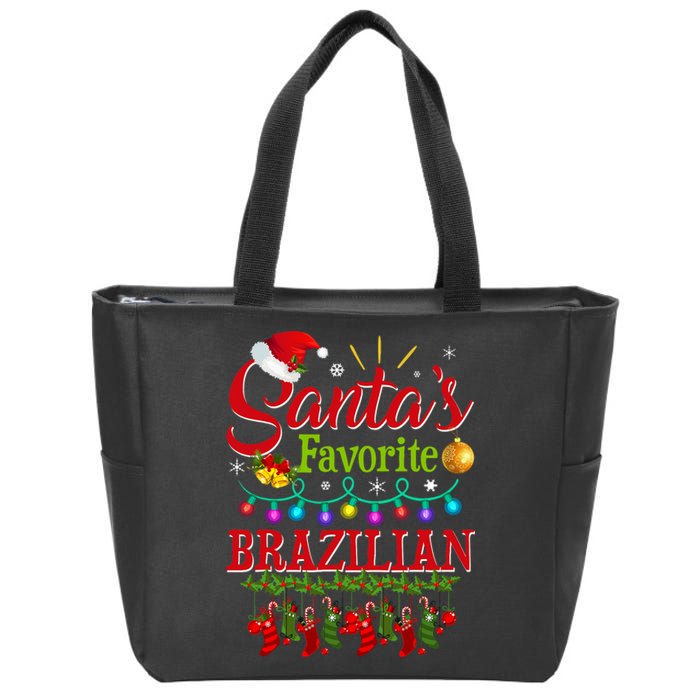 Funny SantaS Favorite Brazilian Christmas Santa Hat Light Zip Tote Bag