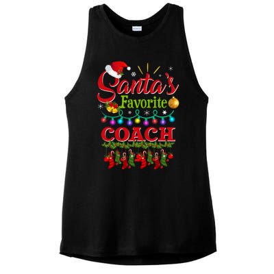 Funny SantaS Favorite Coach Christmas Santa Hat Light Ladies PosiCharge Tri-Blend Wicking Tank