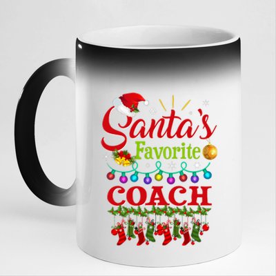 Funny SantaS Favorite Coach Christmas Santa Hat Light 11oz Black Color Changing Mug