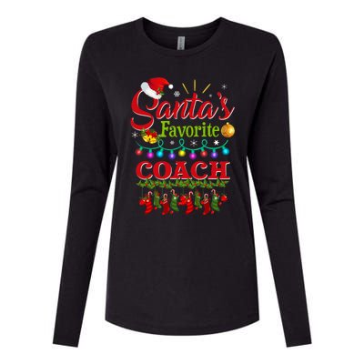 Funny SantaS Favorite Coach Christmas Santa Hat Light Womens Cotton Relaxed Long Sleeve T-Shirt