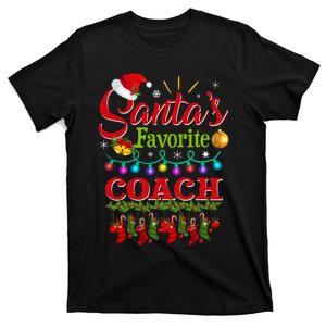 Funny SantaS Favorite Coach Christmas Santa Hat Light T-Shirt