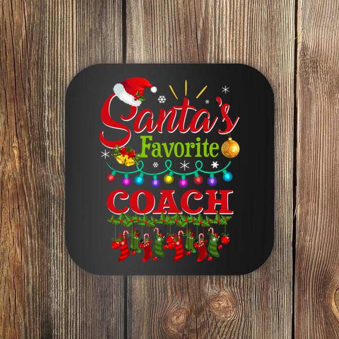 Funny SantaS Favorite Coach Christmas Santa Hat Light Coaster