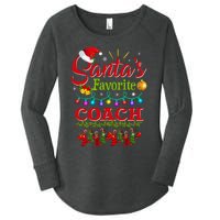 Funny SantaS Favorite Coach Christmas Santa Hat Light Women's Perfect Tri Tunic Long Sleeve Shirt