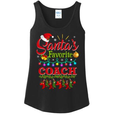 Funny SantaS Favorite Coach Christmas Santa Hat Light Ladies Essential Tank