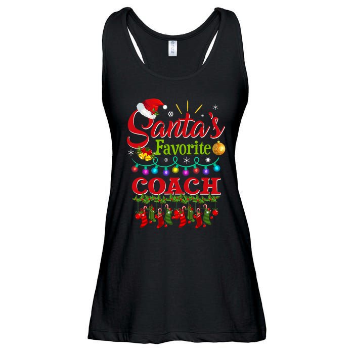 Funny SantaS Favorite Coach Christmas Santa Hat Light Ladies Essential Flowy Tank