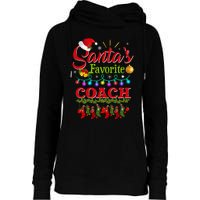 Funny SantaS Favorite Coach Christmas Santa Hat Light Womens Funnel Neck Pullover Hood